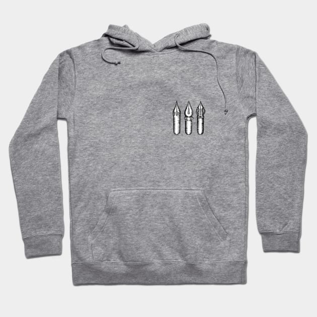 Dip Pen Nibs (Grey and White) Hoodie by illucalliart